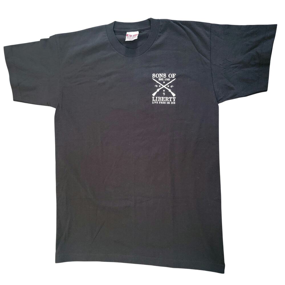 Sons of Liberty Black Short Sleeve Shirt Bayside Heavyweight Cotton USA Sz Large
